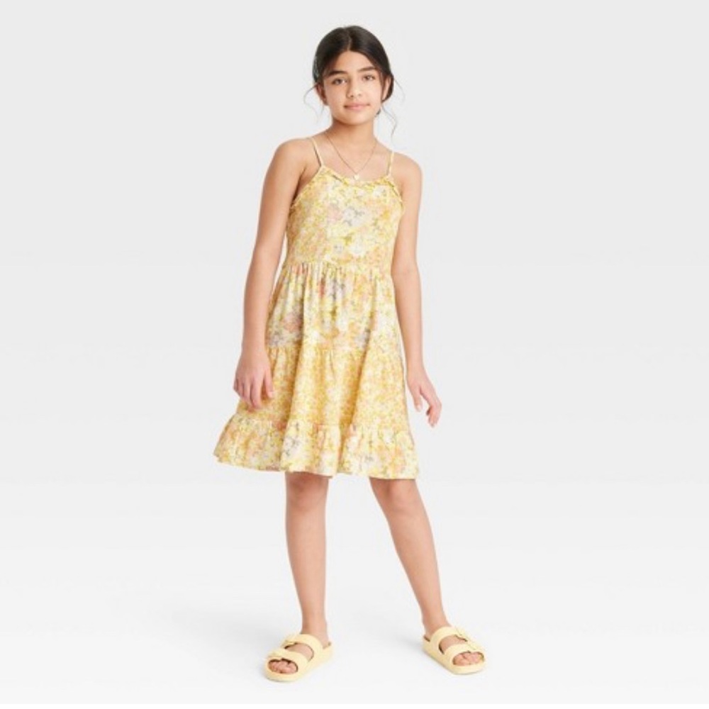 Girls' Cami Woven Floral Tiered Dress